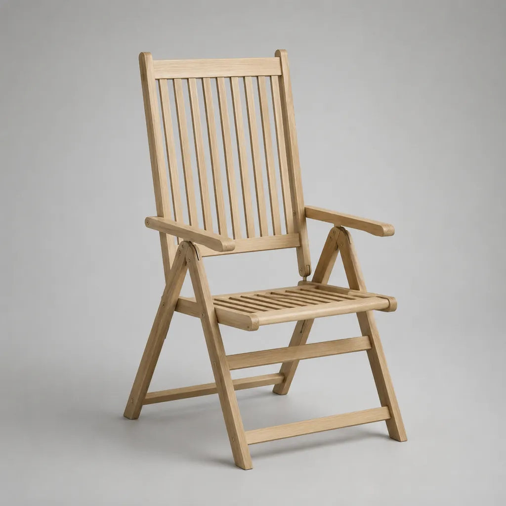 Sedia pieghevole in legno naturale, 58 × 68 × 110 cm