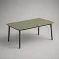 Tavolo da giardino rettangolare in alluminio verde oliva, 150 × 90 × 74 cm