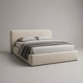 Lettino doppio in tessuto spugna avorio con letto estraibile, letto 160 × 200 cm, dimensioni 180 × 218 × 105 cm