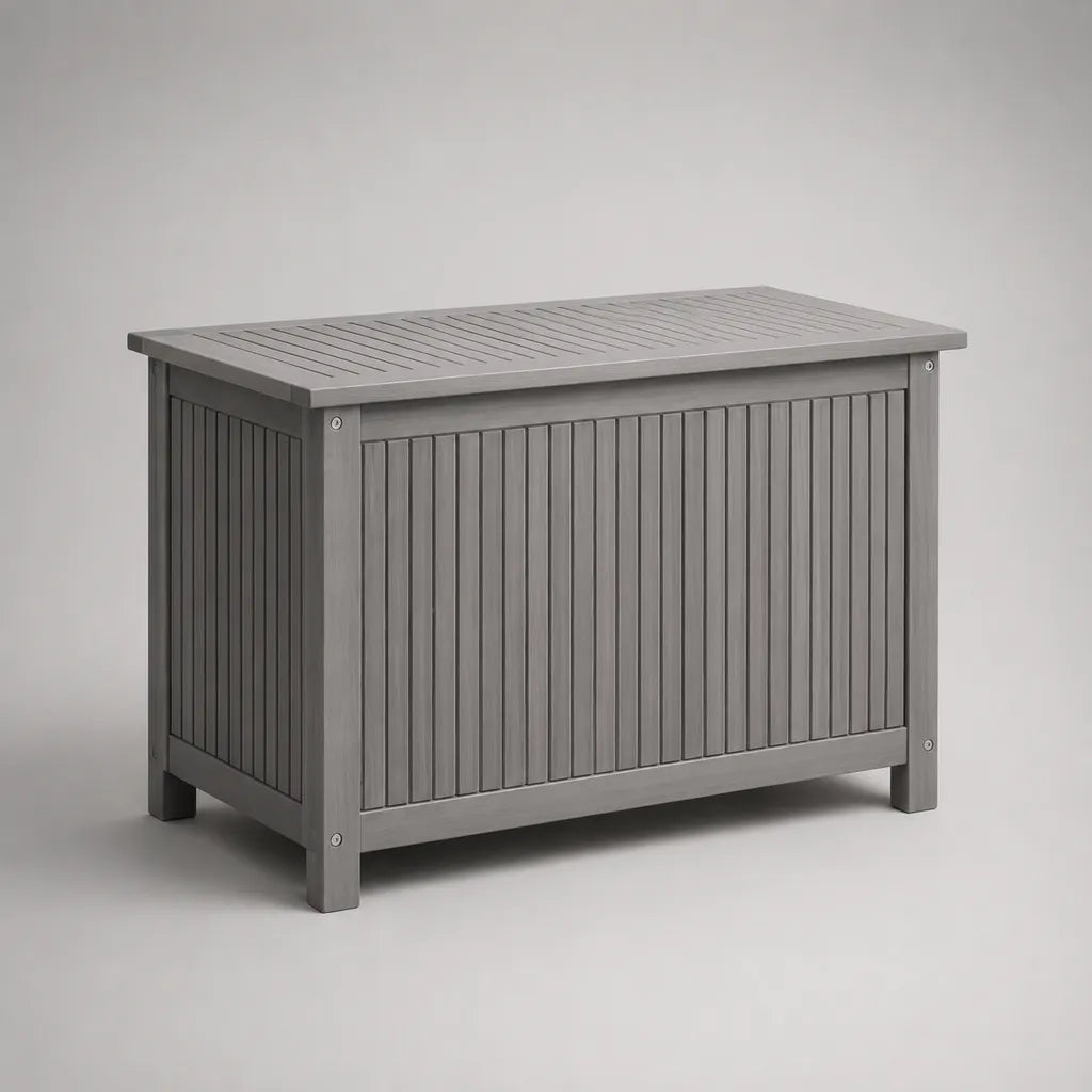 Scatola esterna rettangolare in legno grigio, 117 × 50 × 58 cm