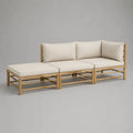 Set di 3 pezzi – Divano da giardino modulabile con cuscini beige, 240 × 80 × 78 cm