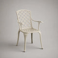 Sedia esterna con braccioli in alluminio bianco, 58 × 60 × 89 cm