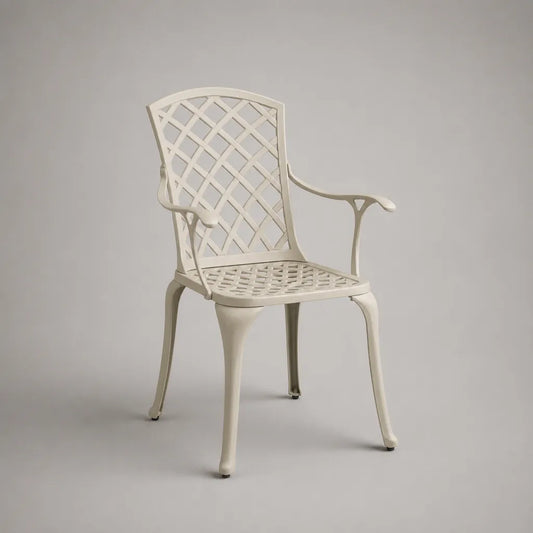 Sedia esterna con braccioli in alluminio bianco, 58 × 60 × 89 cm