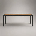 Tavolo da giardino rettangolare in legno e acciaio, marrone e antracite, 150 × 90 × 75 cm