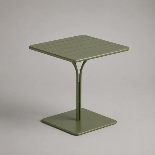 Tavolo quadrato esterno in acciaio verde oliva, 70 × 70 × 74 cm